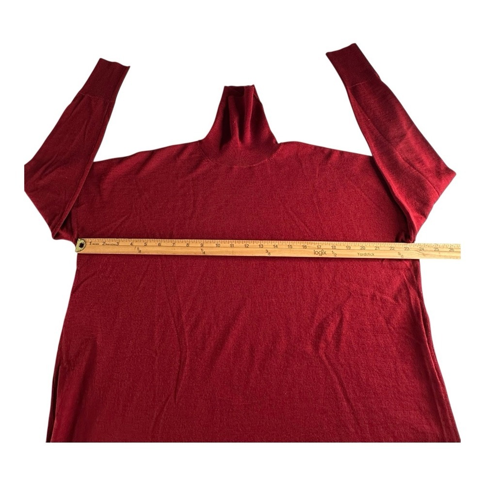 JCrew Turtleneck Merino Wool sweater‎ Side Slits Golden Burgundy Red Medium - Picture 7 of 13